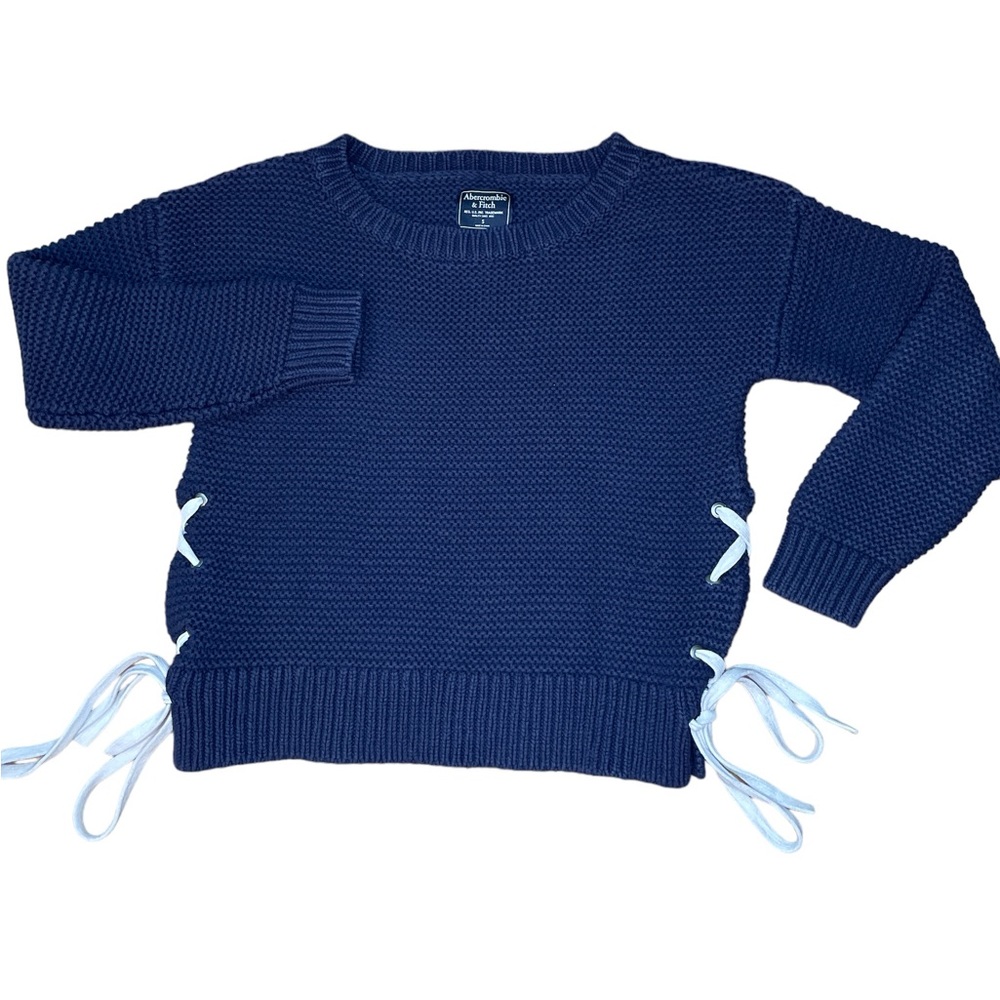 Abercrombie‎ & Fitch Women’s Navy Blue Size Small Side Tie Heavy Sweater Sexy